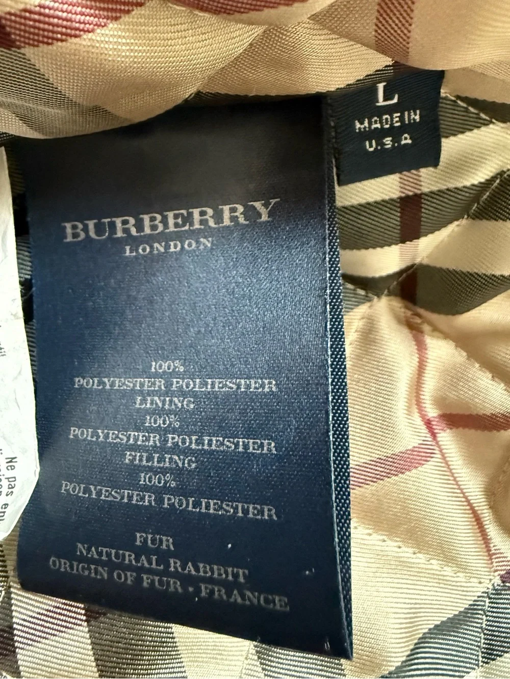 Burberry Black Trench Coat with Tan Fur Collar and Check Lining - Picture 6 of 10